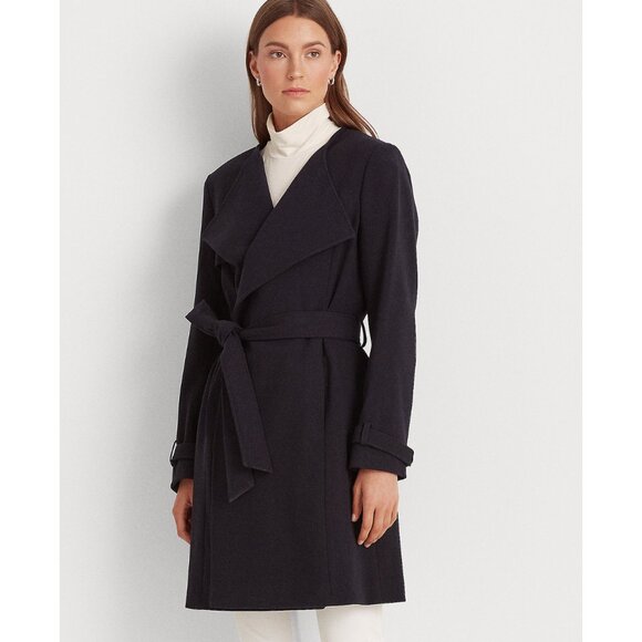 Lauren Ralph Lauren Jackets & Blazers - NEW LAUREN RALPH LAUREN CREPE OPEN-FRONT BELTED COAT BLACK S CLASSIC LUXURY
